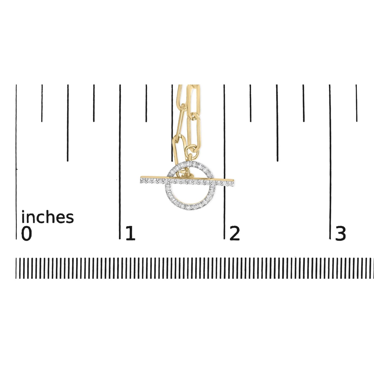 14KT Yellow Gold 1/4 Cttw Diamond Toggle Clasp Paperclip Link Necklace (I-J Color, I1-I2 Clarity) - 18" Inches