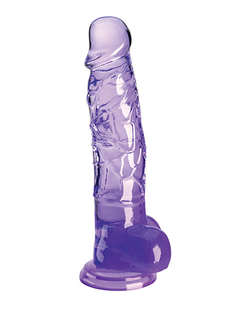 King Cock Clear 8" Cock W/balls - Purple