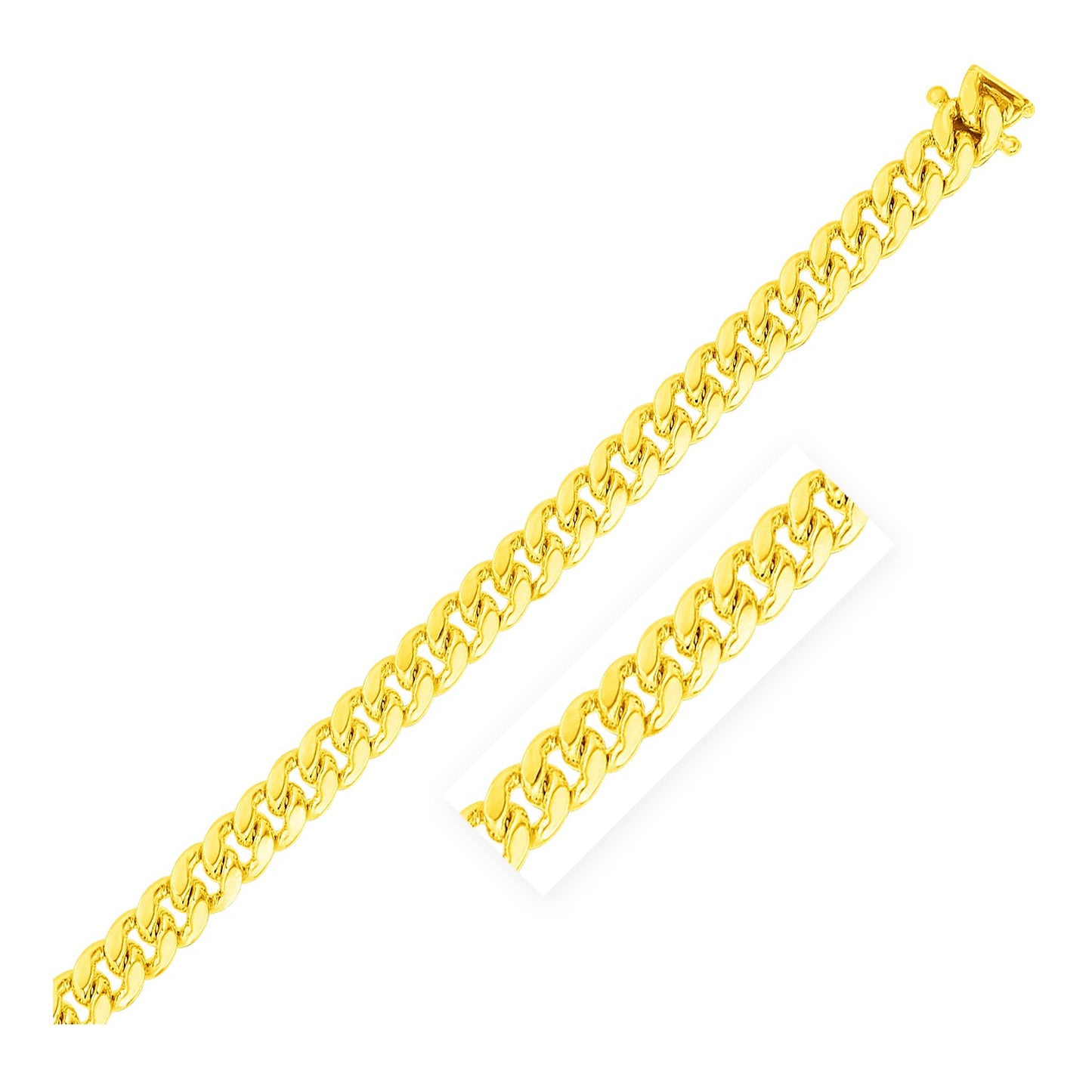 7.0mm 14k Yellow Gold Classic Miami Cuban Chain