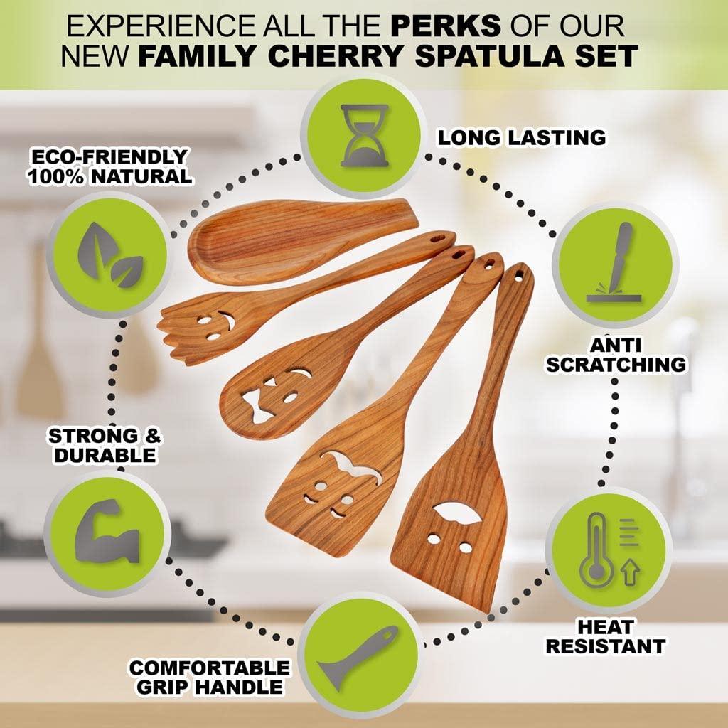 Spatula Set Cherry Wood Spurtle Supplies Cast Scraper Wooden Spoons For Cooking Family Coocking Multipurpose Utensil