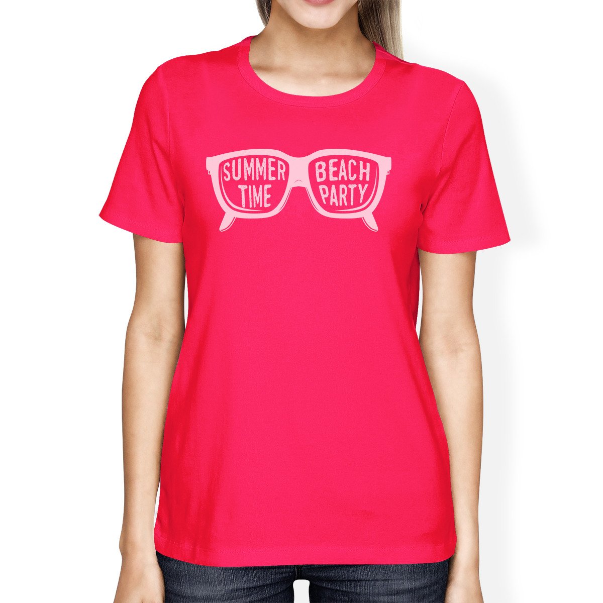 Summer Time Beach Party Womens Hot Pink Shirt
