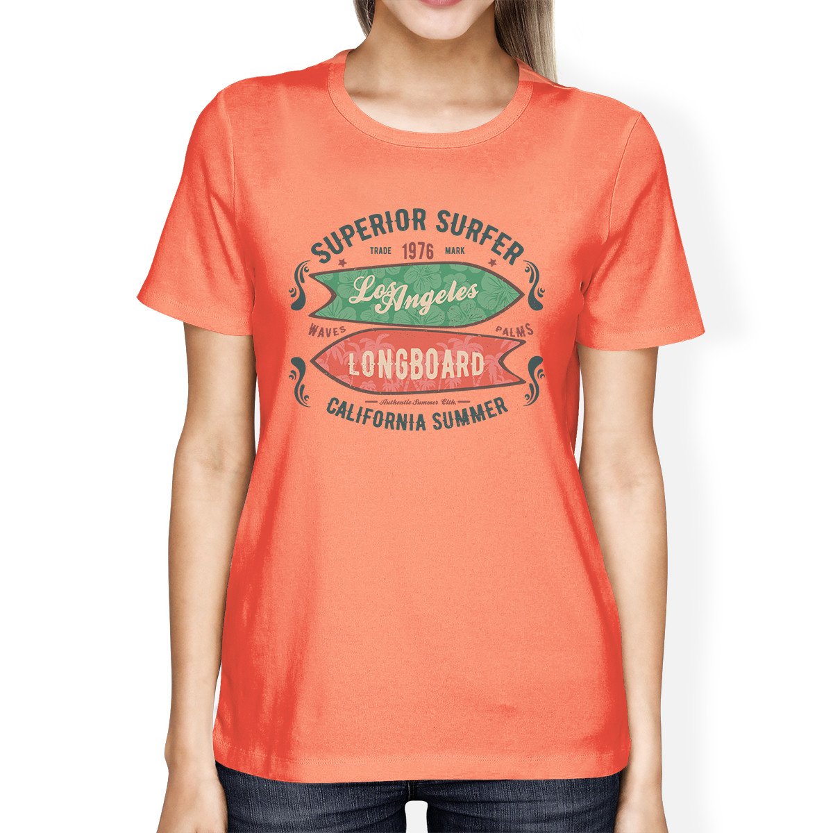 Superior Surfer Los Angeles Longboard Womens Peach Shirt