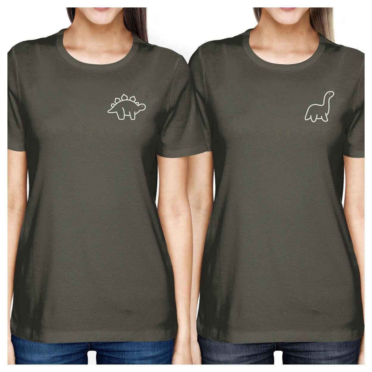 Dinosaurs BFF Matching Dark Grey Shirts