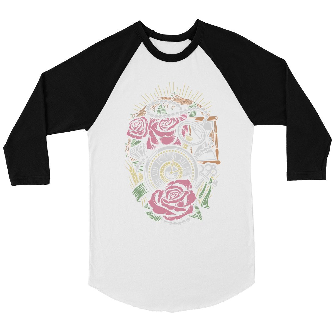 Roses Necklace Watch Womens Baseball Tee