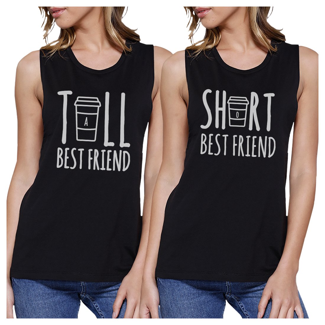 Tall Short Cup BFF Matching Tank Tops Womens Funny Friends Gifts