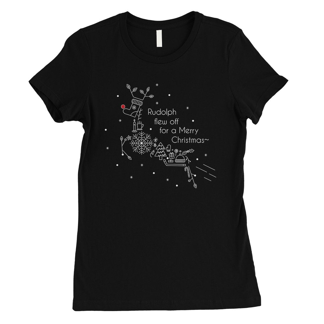 Line Art Rudolph Womens T-Shirt