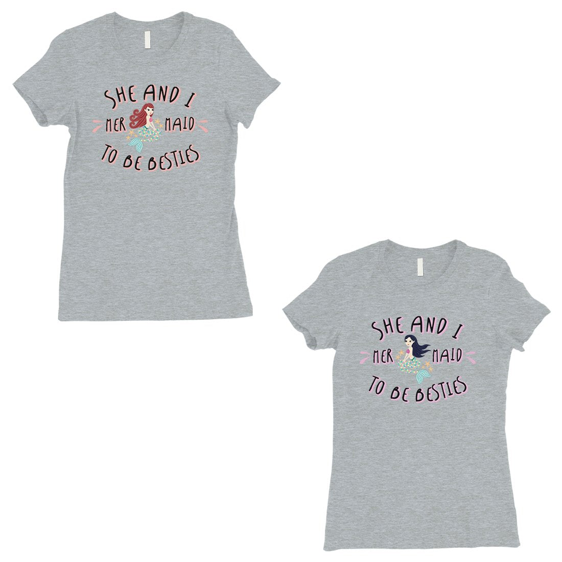 Mermaid To Be Besties Cute BFF Matching Shirts Womens Grey T-Shirt