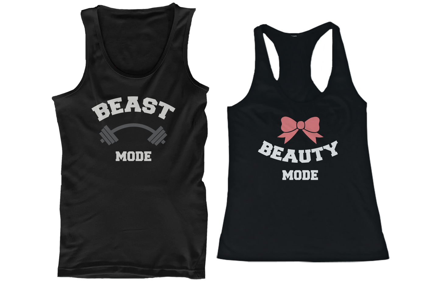 Beauty Mode and Beast Mode His and Her Matching Tank Tops for Couples