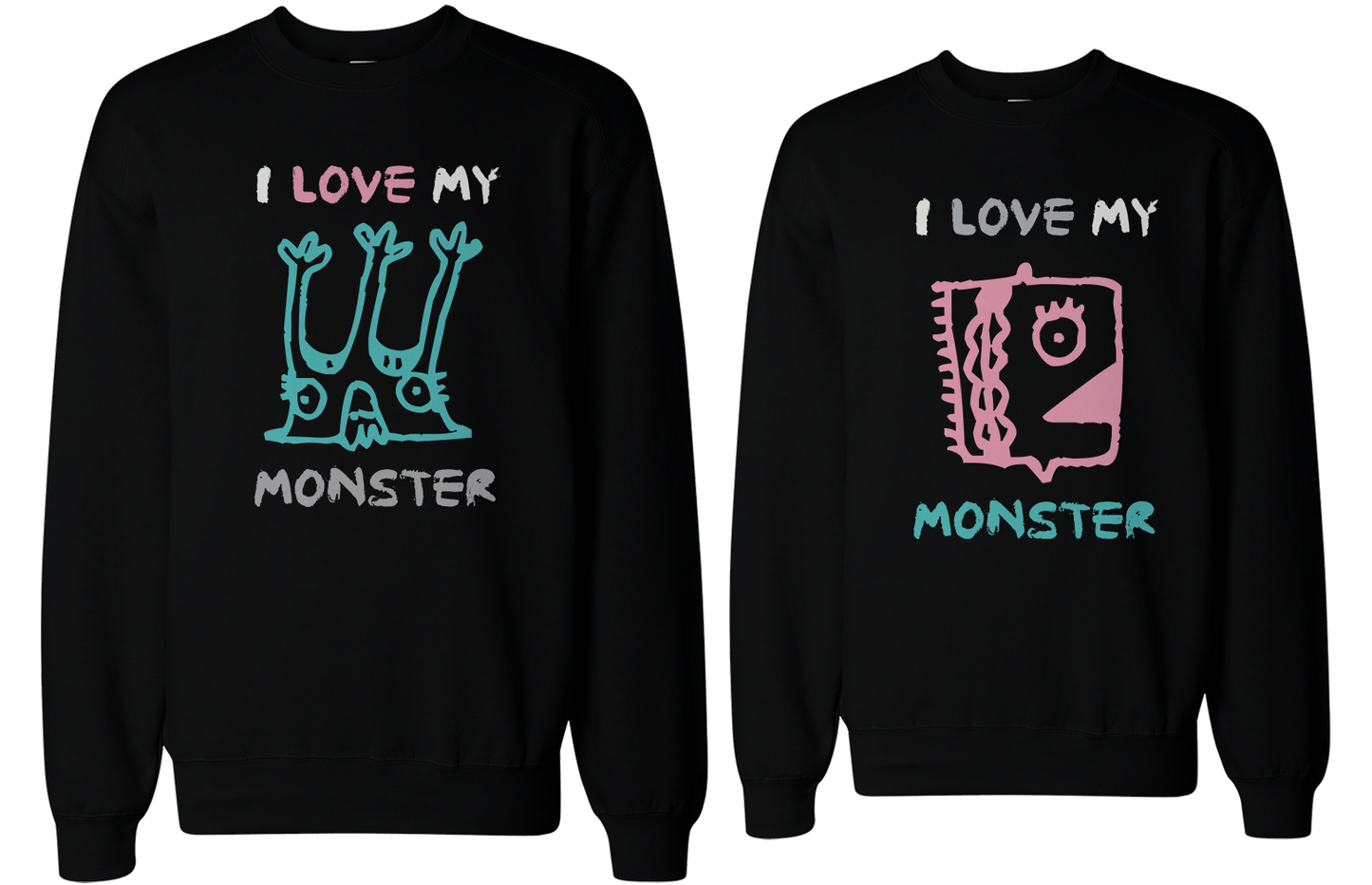 I Love My Monster Couple Sweatshirts Funny Matching Outfit for Couples