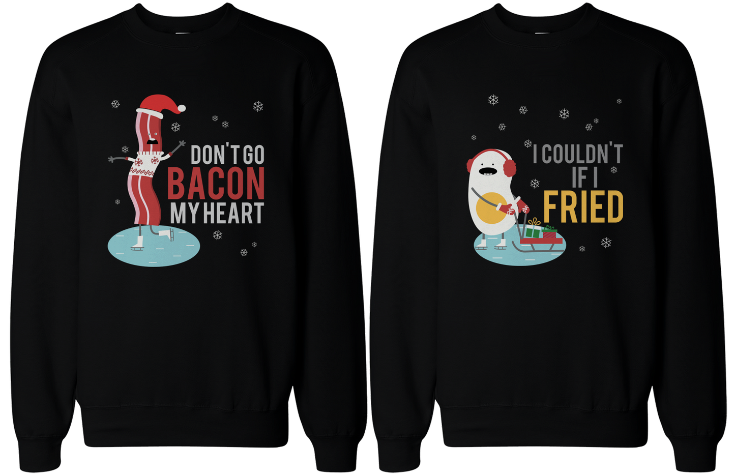 Bacon and Egg Couple SweatShirts Funny Graphic Sweaters for Winter