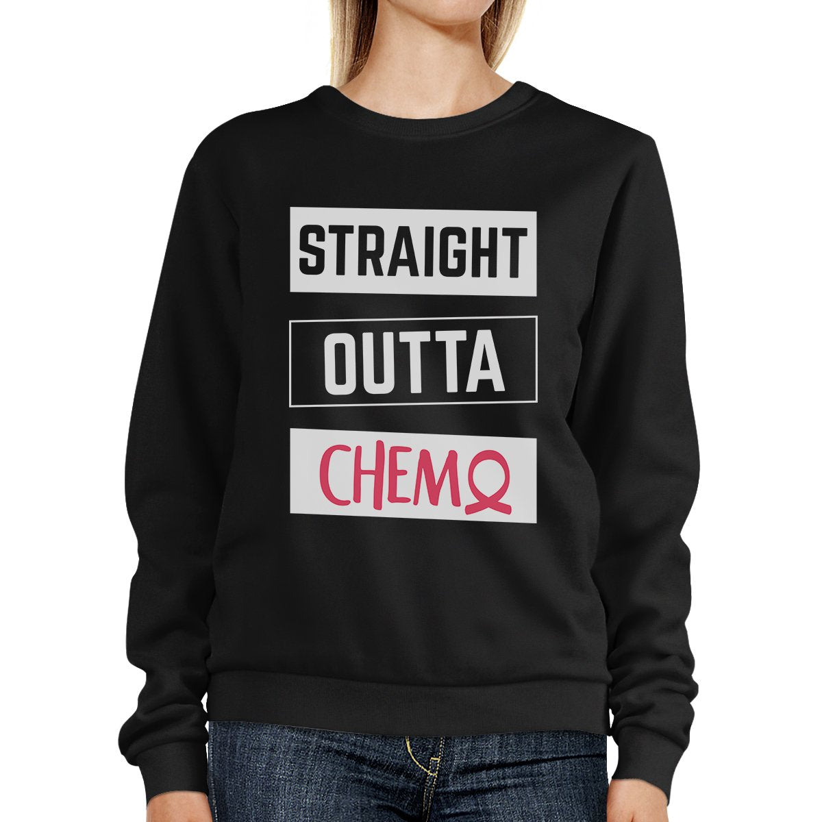 Straight Outta Chemo Breast Cancer Black SweatShirt