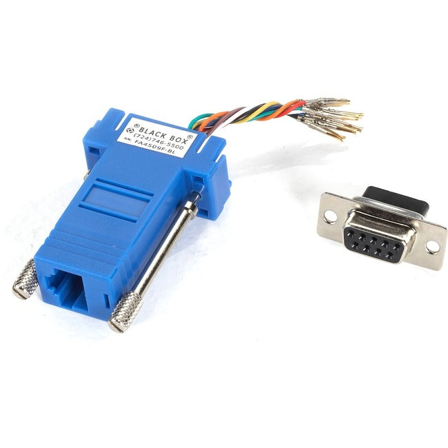 Black Box DB9 Colored Modular Adapter (Unassembled), Female to RJ-45, 8-Wire, Blue