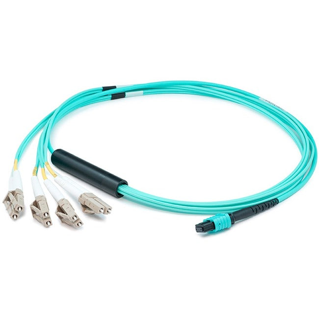 AddOn 7m MPO (Female) to 8xLC (Male) 8-strand Aqua OM4 Fiber Fanout Cable