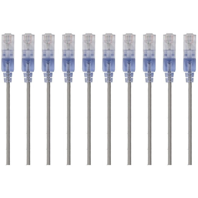 Monoprice 10-Pack, SlimRun Cat6A Ethernet Network Patch Cable, 1ft Gray