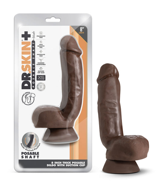 Dr. Skin Plus - 8 Inch Thick Poseable Dildo With Squeezable Balls