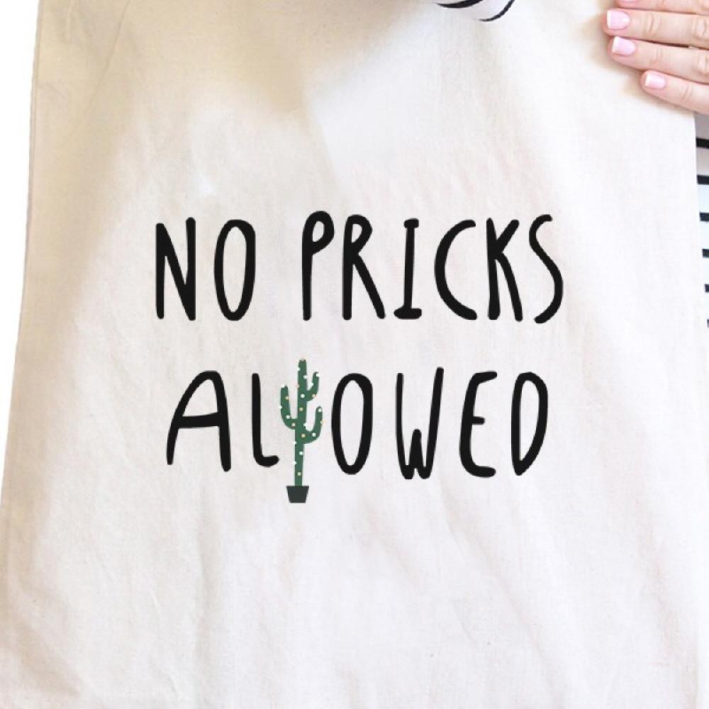 No Pricks Allowed Natural Canvas Bags Back To School Bag Tote Bag