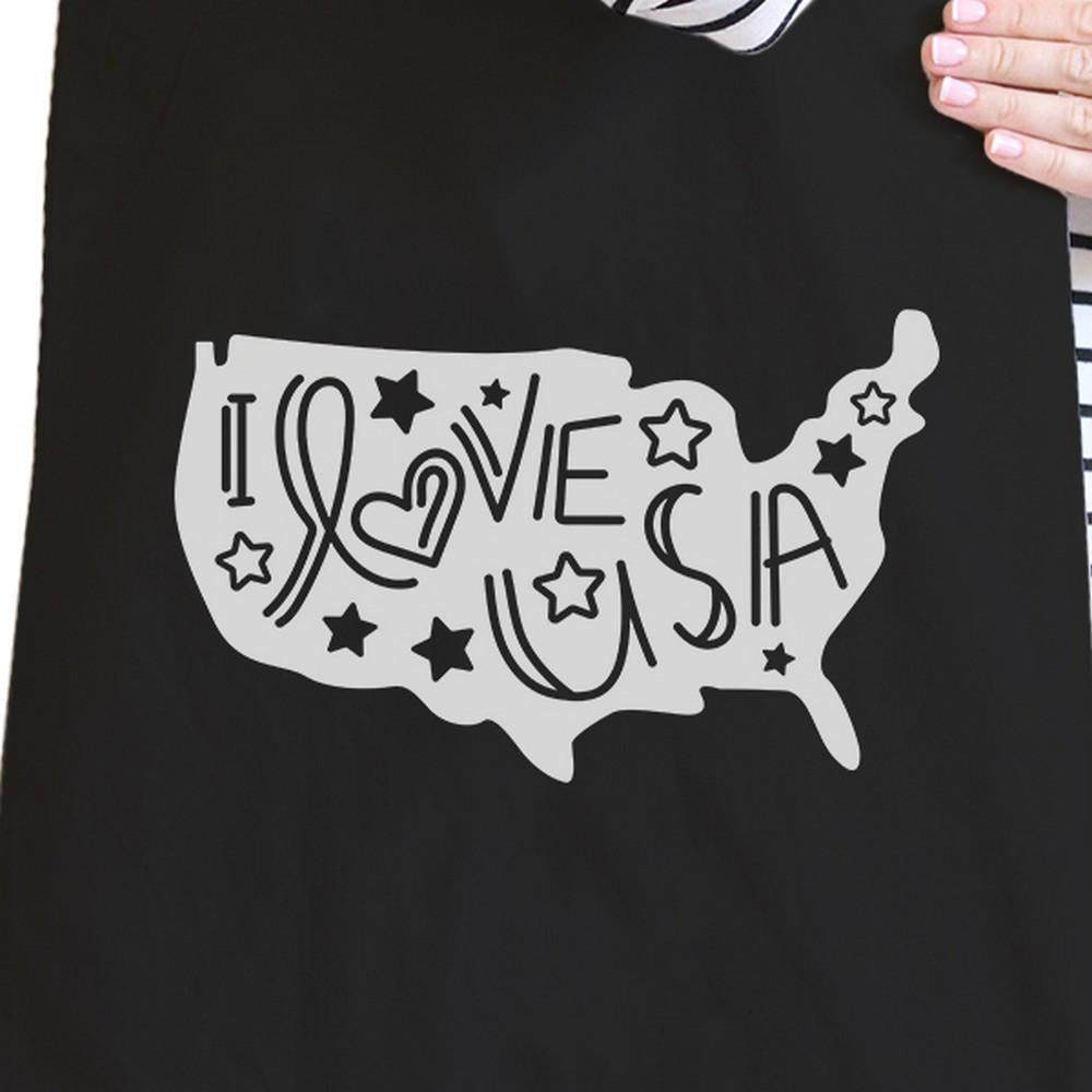 I Love USA Map Black Canvas Bag Cute Design Shoulder Bag For Her