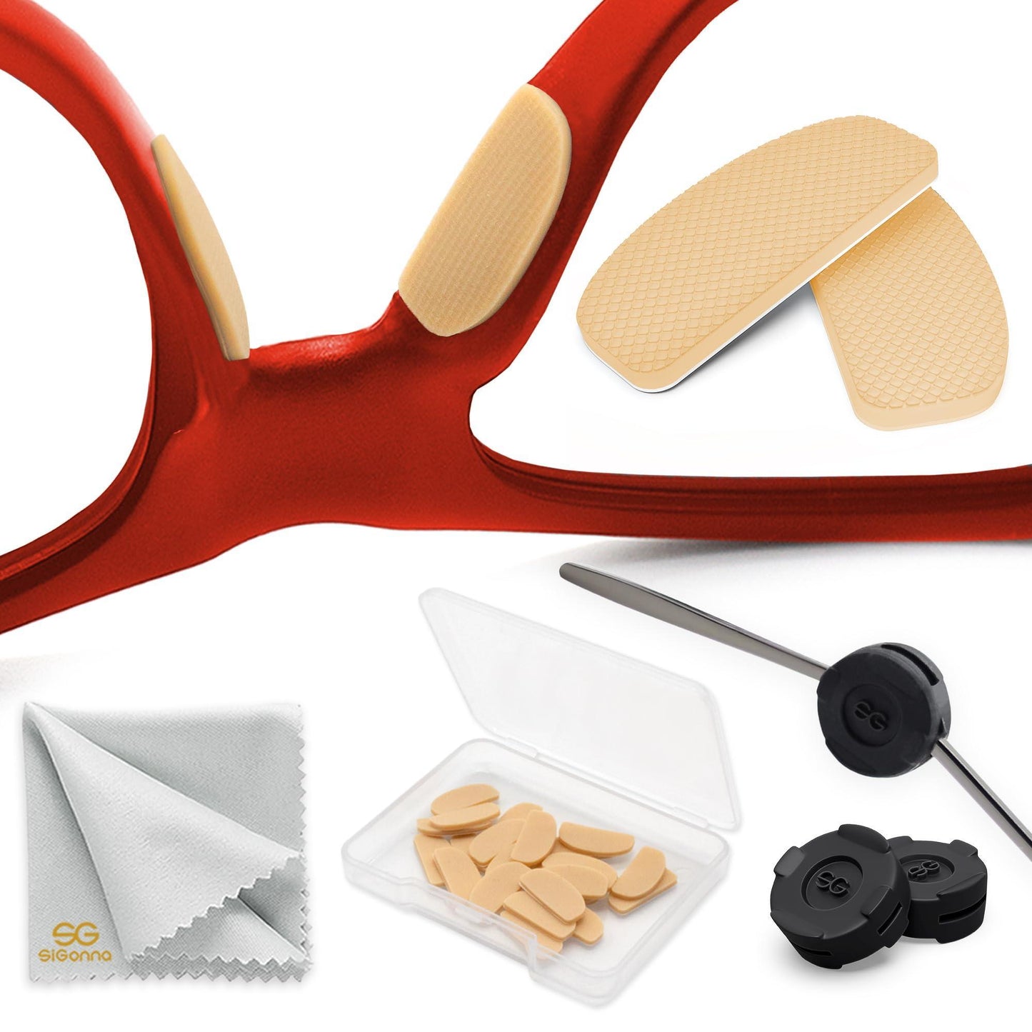 Eyeglass Nose Pads Anti Slip - Eye Glasses Nose Pad 1 mm - Silicone Nose Bridge Pads - Nose Grips Non Slip Piece - Sunglass Nose Pads Guards - (6 Pairs) 1mm x 7mm x 16mm