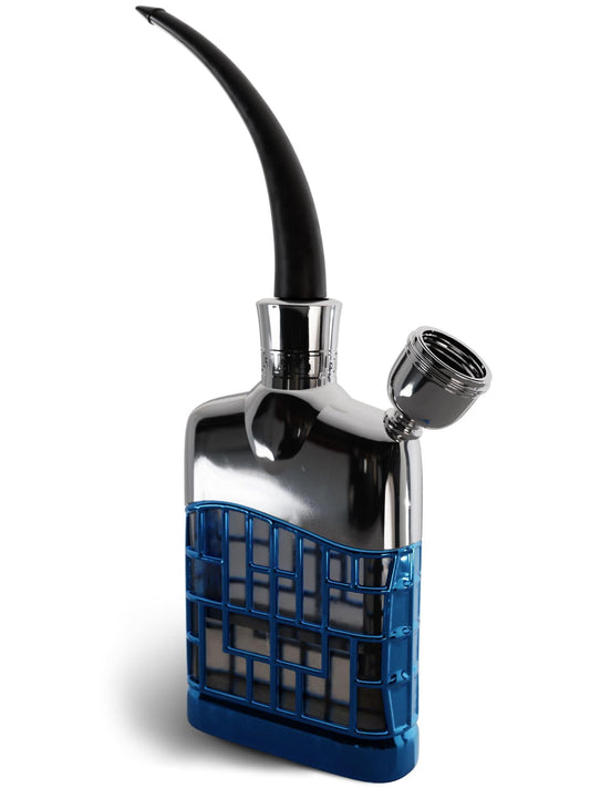 M. ROSENFELD Silver Blue Portable Hookah Set Mini Kit   Mini Hookah   Small Hookah Set For Travel (Silver Blue)