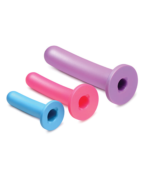Strap U Triple Peg 28x Vibrating Silicone Dildo Set W/remote - Asst. Colors