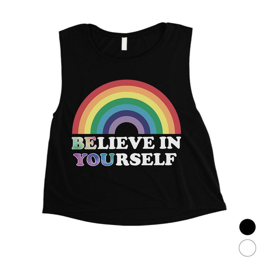 LGBT Be You Believe Rainbow Womens Crop Top