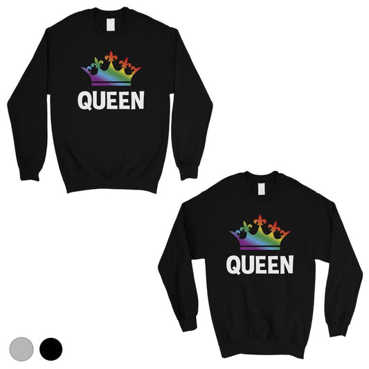 LGBT Queen Queen Rainbow Crown Matching Couple SweatShirts