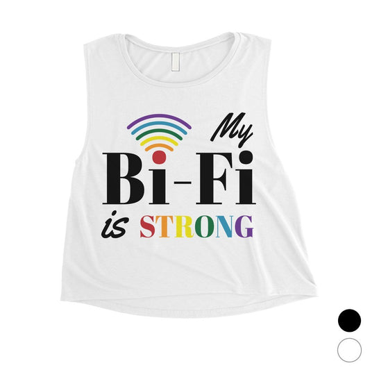 LGBT Bi-Fi Strong Rainbow Womens Crop Top
