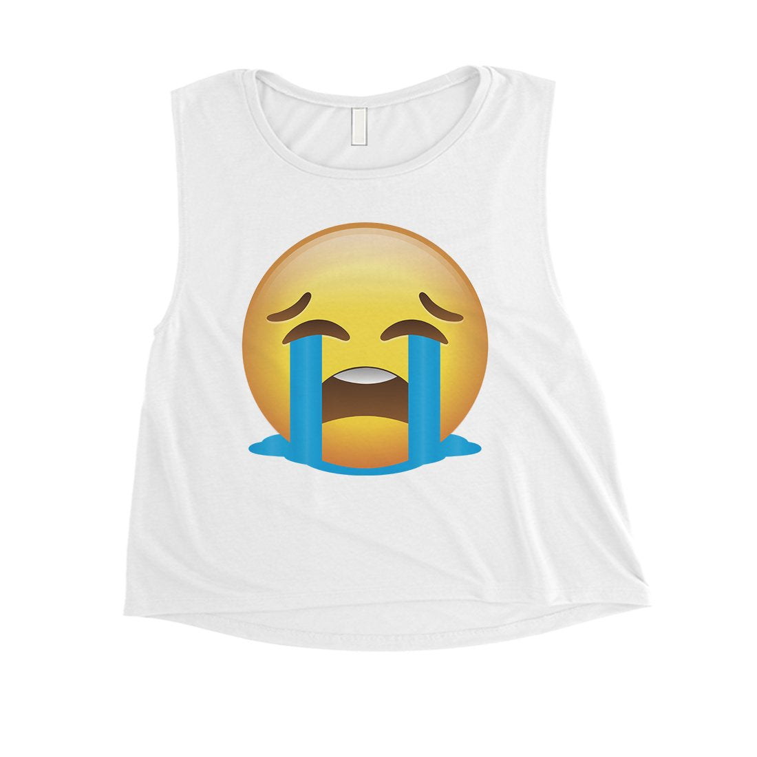 Emoji-Crying Womens Very Sad Acceptance Halloween Costume Crop Top