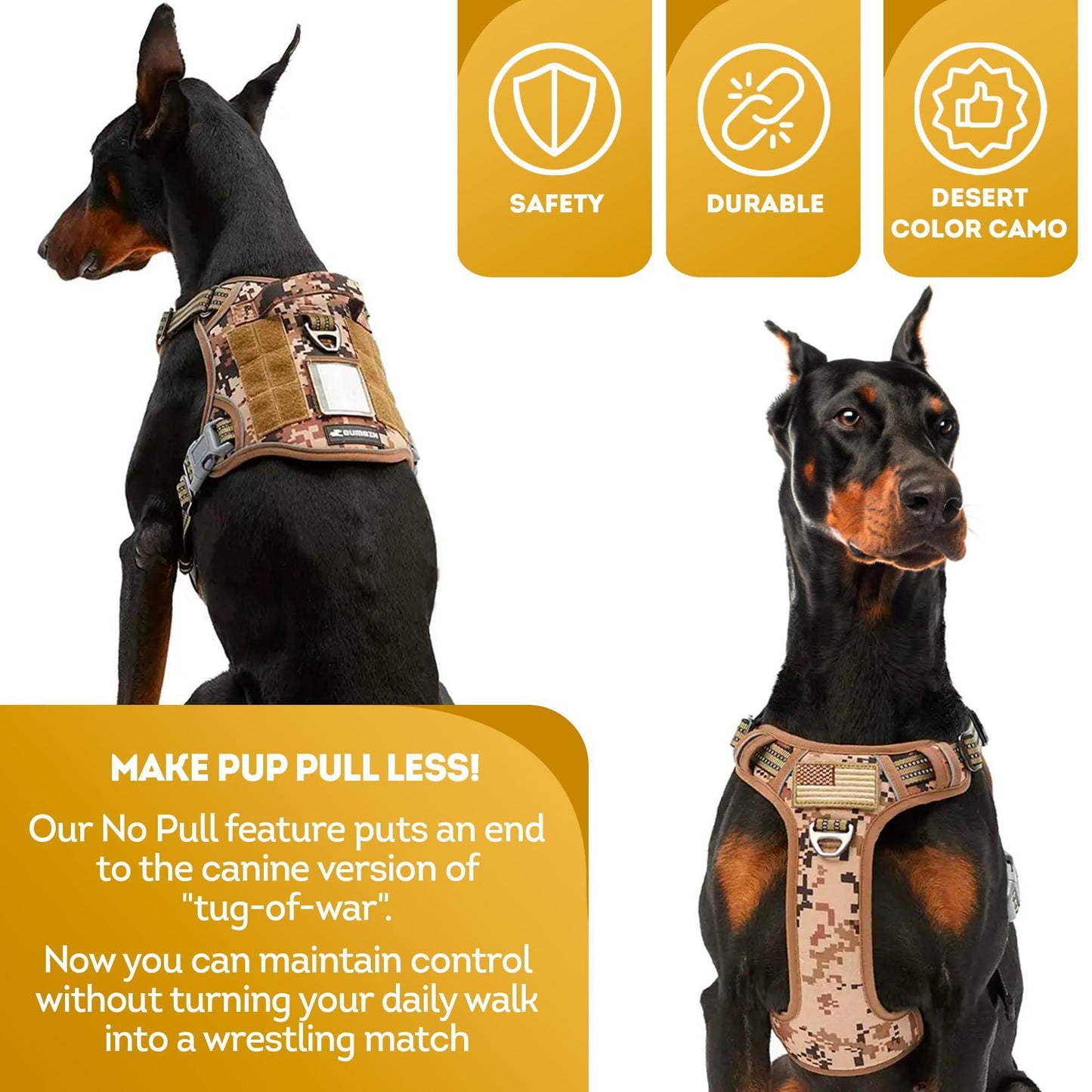 Tactical Dog Harness with Handle X Large. Desert Camouflage 900D Nylon Tactical Dog Vest Harness. No Pull Breathable Dog Tactical Harness with Adjustable Straps and Quick Release Buckles