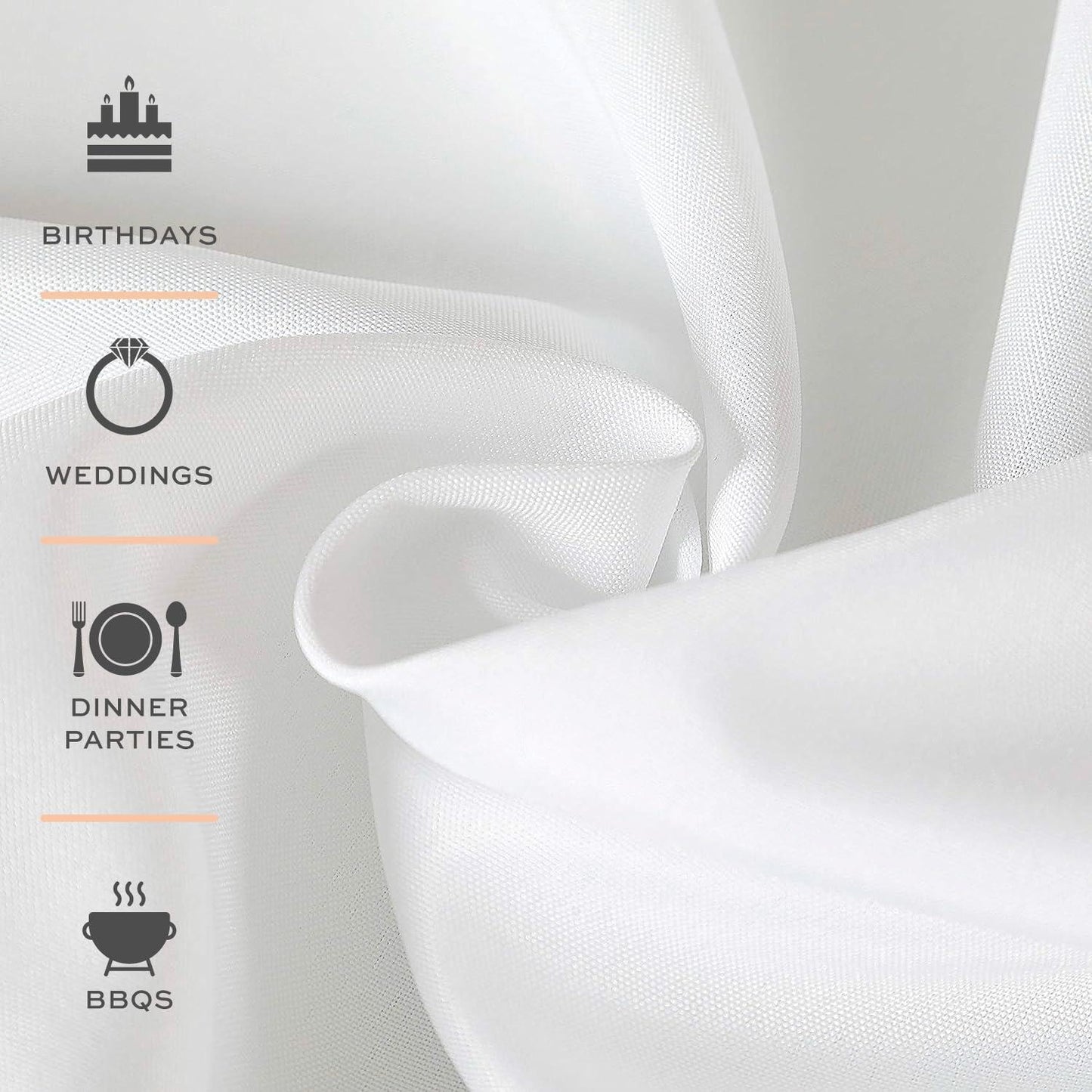 2 Square Tablecloth Covers 85x85 Inch | Table Cloths for Square or Round Table | 200 GSM Washable Wrinkle Resistant Fabric for Weddings Kitchen Restaurant | White | 2 Pack