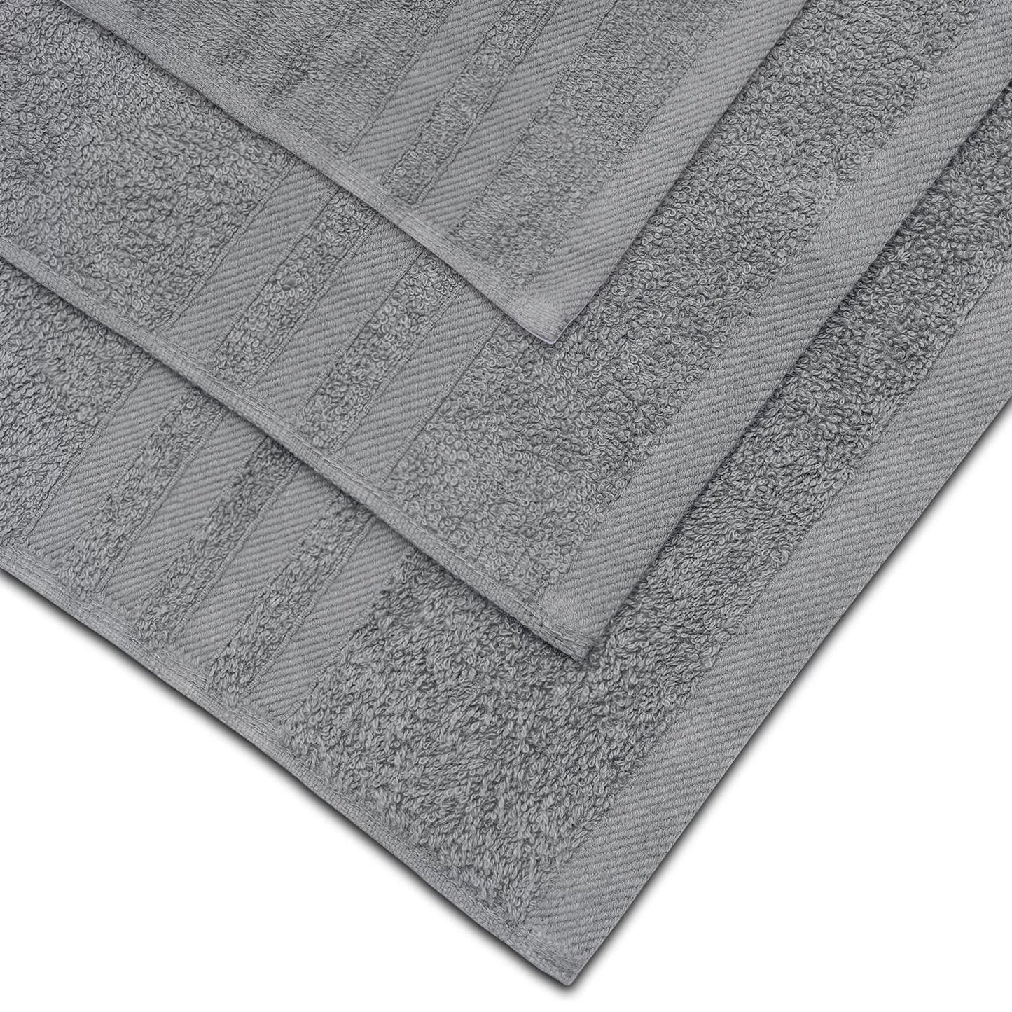 12 Piece Bath Towel Set for Bathroom   Wealuxe Collection 2 Bath Towels 4 Hand Towels 6 Washcloths 100% Cotton Soft and Plush Highly Absorbent Soft Towel for Hotel & Spa   Light Gray