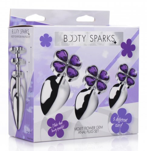 Booty Sparks Violet Flower Gem Anal Plug Set (out Beg Aug
