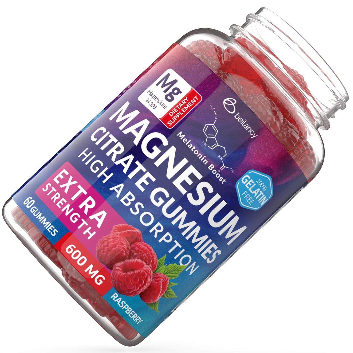 400mg Magnesium Citrate Gummies for Relaxation Sleep and Body Support Blackcurrant Oil Non GMO Sugar Free 60 Days