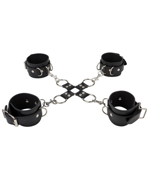 Ouch Leather Hand & Legcuffs Black