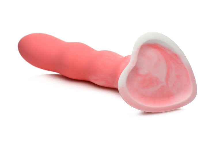 Simply Sweet Wavy Silicone Dildo Pink/white