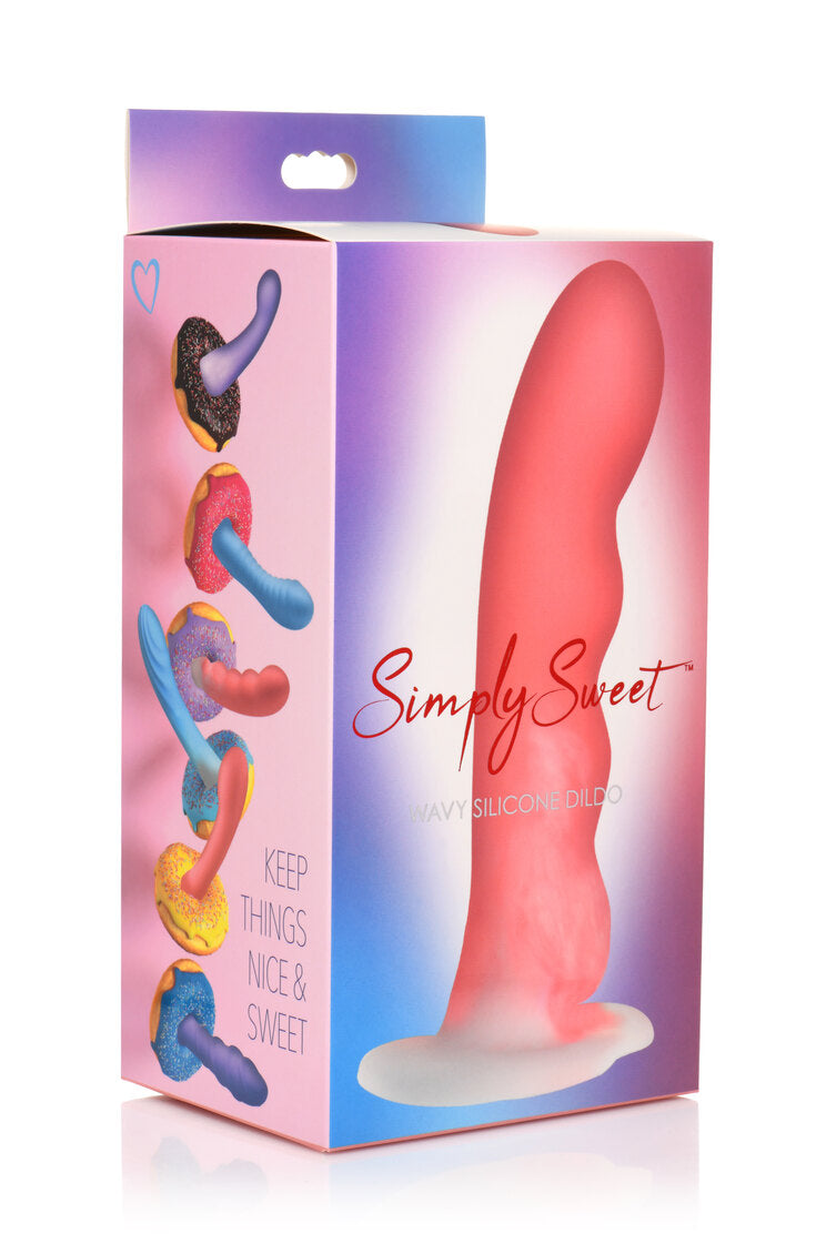 Simply Sweet Wavy Silicone Dildo Pink/white