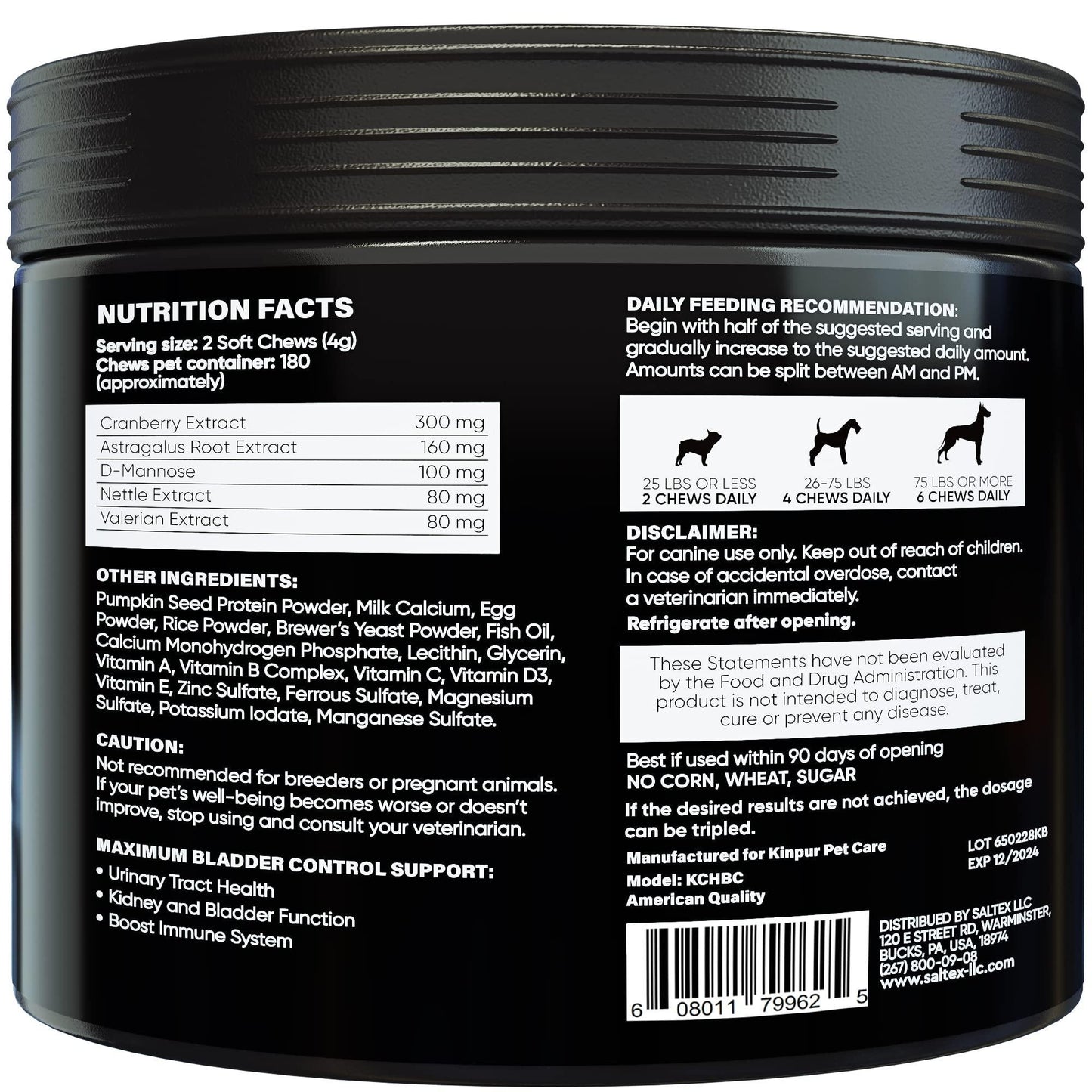 180 Cranberry Chews   Dog Cranberry Supplement   Natural Aid for Urinary Tract Bladder Kidney Health   Immune Support for Dogs of All Ages and Breeds   American Quality   Duck Flavor
