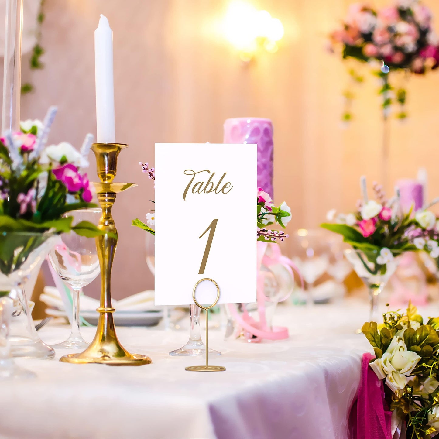 10 Pack Table Number Holders for Wedding   Gold Place Card Holder   Table Sign Holders   Picture   Photo Holders for Tables   Mini Table Number Stands Gold   Small Gold Table Number Holders Clip Stand