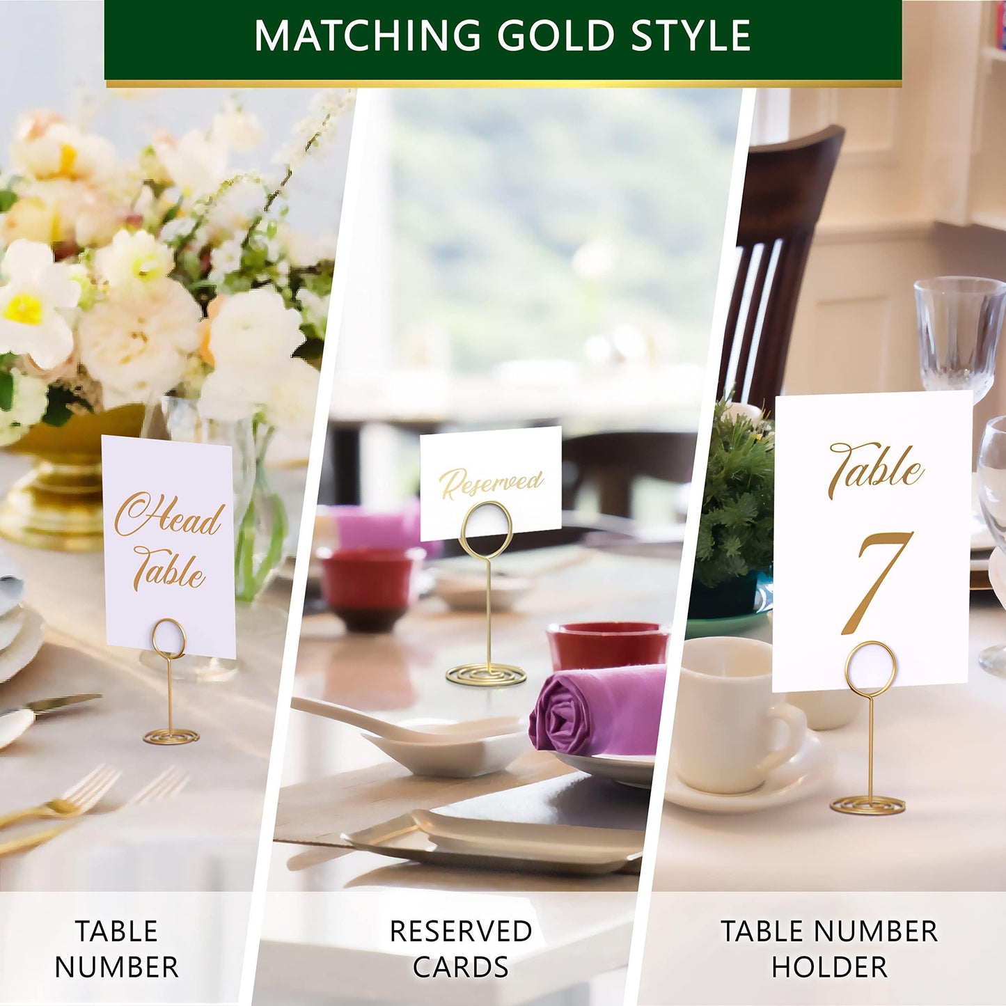 10 Pack Table Number Holders for Wedding   Gold Place Card Holder   Table Sign Holders   Picture   Photo Holders for Tables   Mini Table Number Stands Gold   Small Gold Table Number Holders Clip Stand
