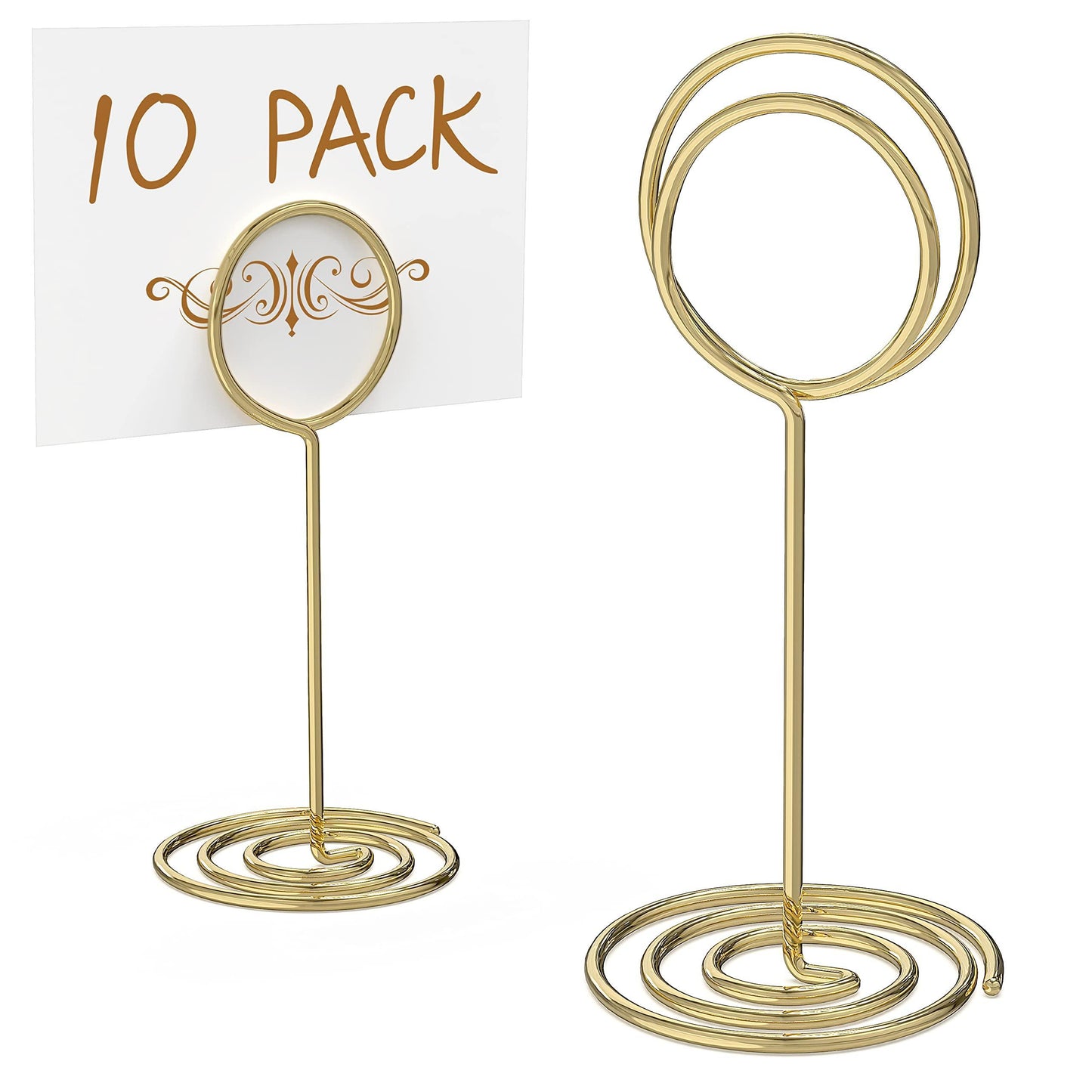 10 Pack Table Number Holders for Wedding   Gold Place Card Holder   Table Sign Holders   Picture   Photo Holders for Tables   Mini Table Number Stands Gold   Small Gold Table Number Holders Clip Stand