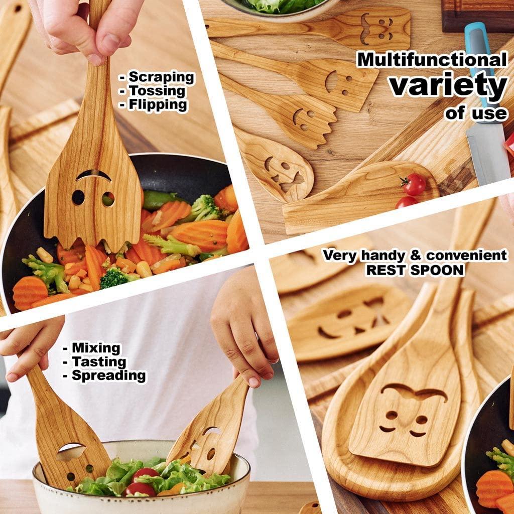 Spatula Set Cherry Wood Spurtle Supplies Cast Scraper Wooden Spoons For Cooking Family Coocking Multipurpose Utensil