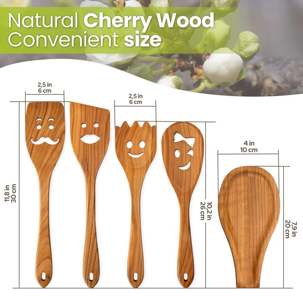 Spatula Set Cherry Wood Spurtle Supplies Cast Scraper Wooden Spoons For Cooking Family Coocking Multipurpose Utensil