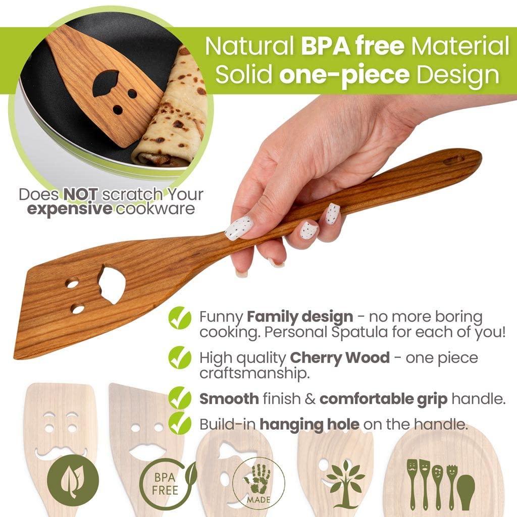 Spatula Set Cherry Wood Spurtle Supplies Cast Scraper Wooden Spoons For Cooking Family Coocking Multipurpose Utensil
