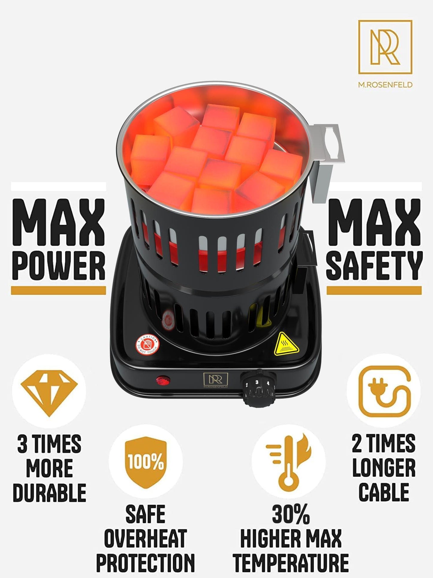 Multipurpose Electric Charcoal Starter   800W Electric Charcoal Burner ETL Approved Electric Stove   Coconut Charcoal Lighters with Tongs   800W Hot Plate Electric   304 Stainless Steel Coiled Burner