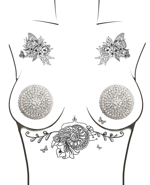 Burlesque Big O Crystal Jewel Reusable Silicone Nipztix - Silver O/s