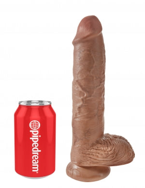 King Cock 10 Cock W/balls Tan "