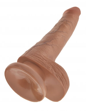 King Cock 6 Cock W/balls Tan "