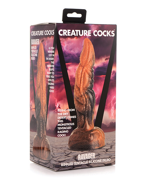 No Eta Creature Cocks Ravager Rippled Tentacle Silicone Dildo  - Orange/black