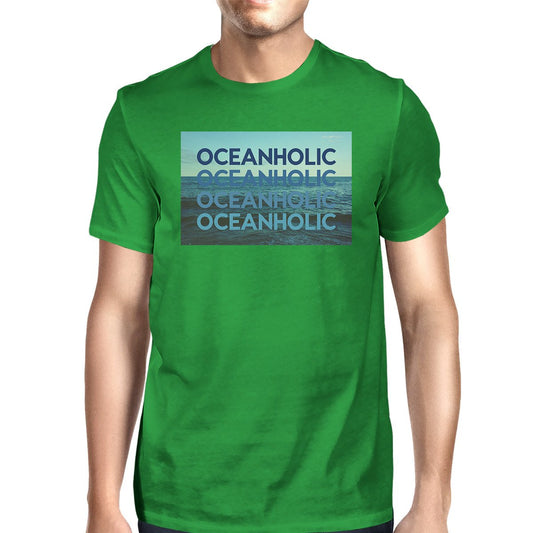 Oceanholic Photography Mens Green Tee Perfect Summer Cotton Top
