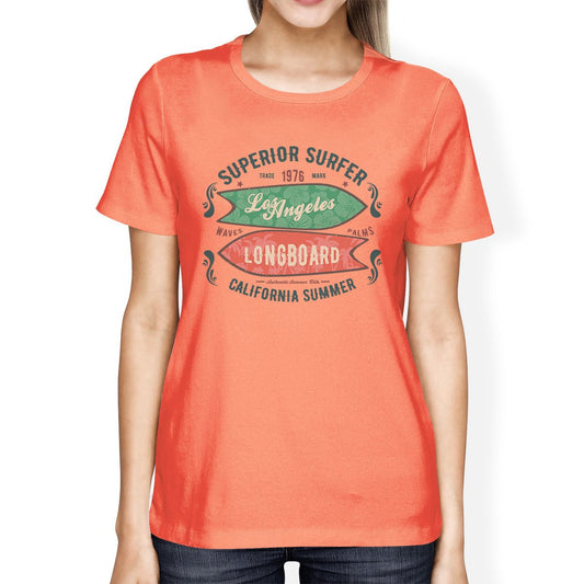 Superior Surfer Los Angeles Longboard Womens Peach Shirt